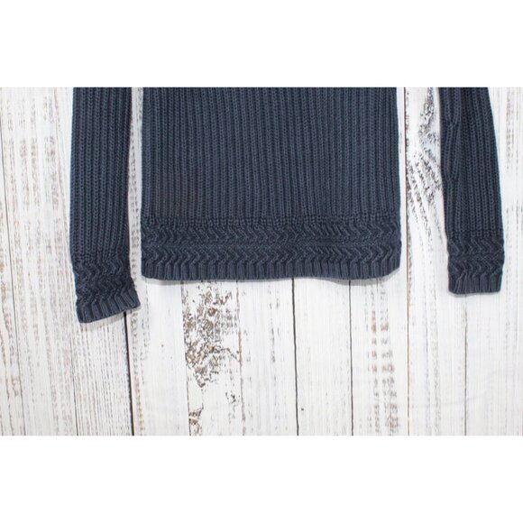 LL Bean Signature Original Cotton Ribbed Sweater Mockneck Navy Medium - Picture 6 of 9